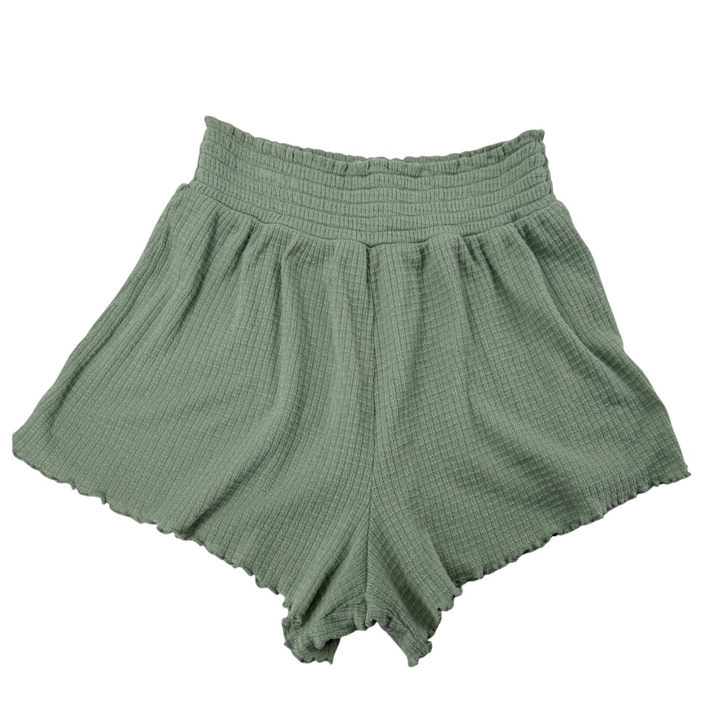 Aeropostale Sage Green Waffle Knit Lounge Shorts Women Small High Waist Lettuce